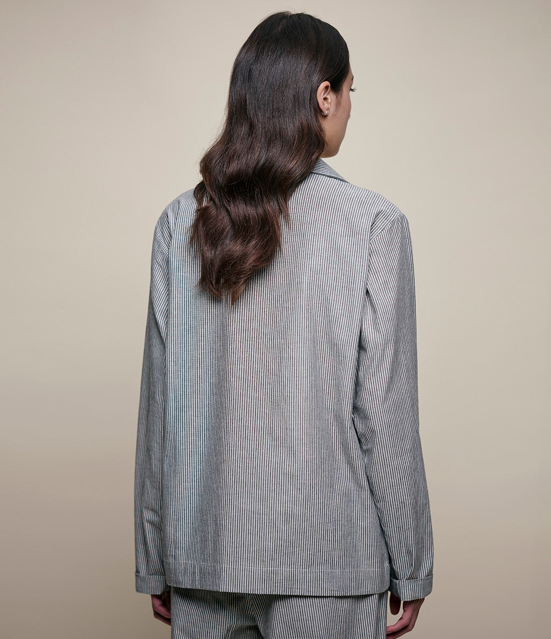 MERZ B. SCHWANEN COTTON PYJAMA TOP - DEEP BLACK/ NATURE