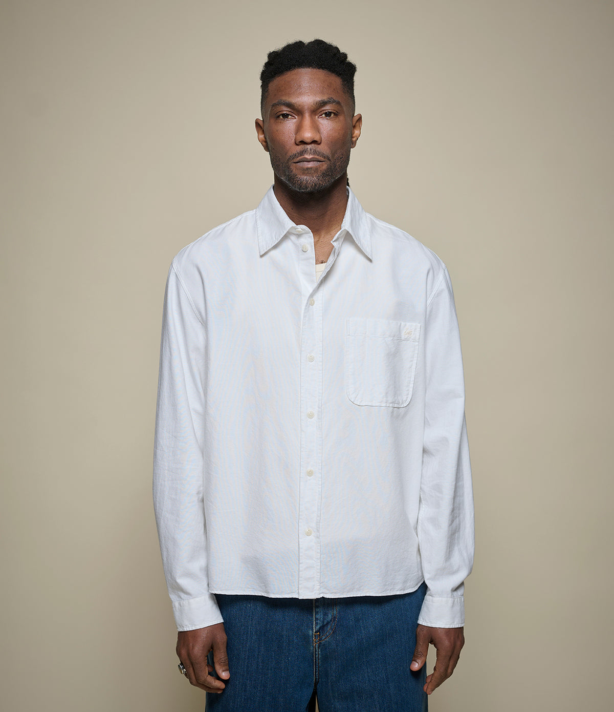MERZ B. SCHWANEN SHIRT11OX MODERN CUT OXFORD SHIRT - WHITE