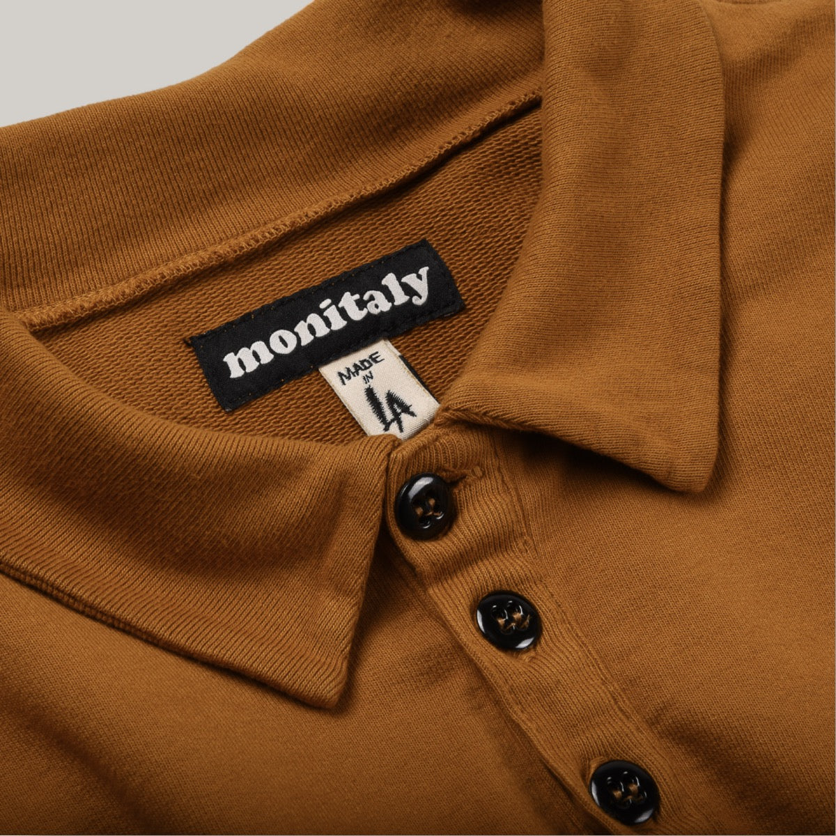 MONITALY  FRENCH TERRY L/S POLO - SUNFLOWER