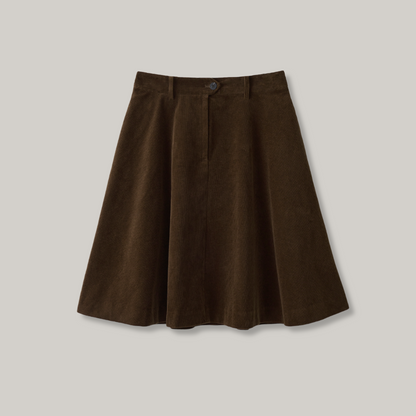 NOTHING WRITTEN ROLIN CORDUROY FLARED SKIRT - BROWN