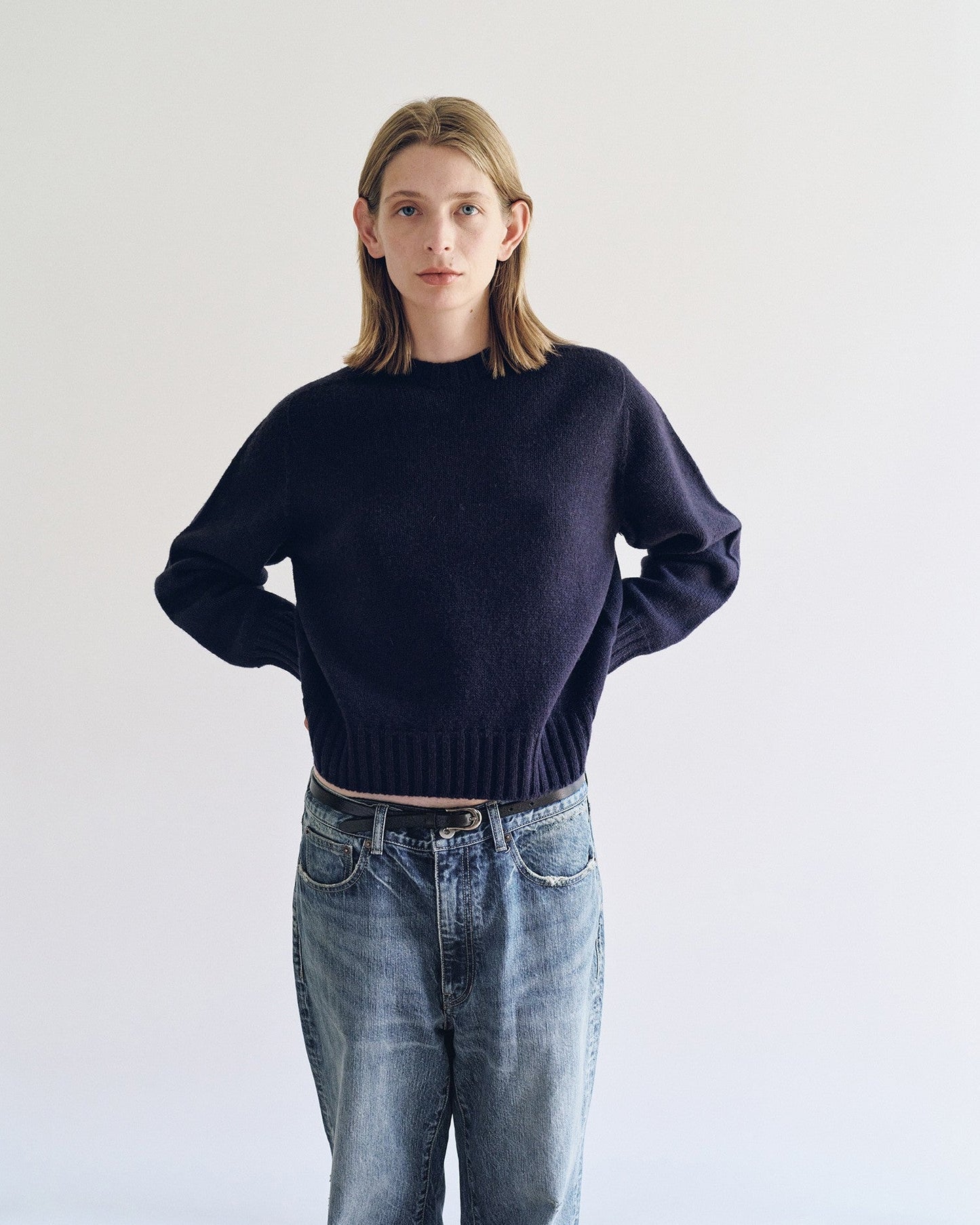 NOTHING WRITTEN BUNNY WOOL PULLOVER - NAVY