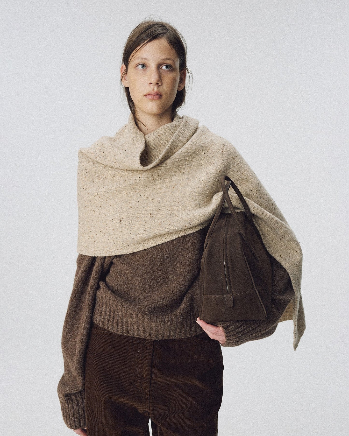 NOTHING WRITTEN NEP YARN MIXED MUFFLER - COOKIES & CREAM