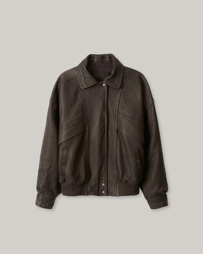 NOTHING WRITTEN LAMBSKIN BOMBER - BROWN