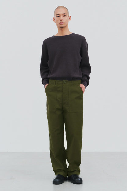 CIOTA COTTON BACK SATEEN BAKER PANTS - DARK OLIVE (ONE WASH)