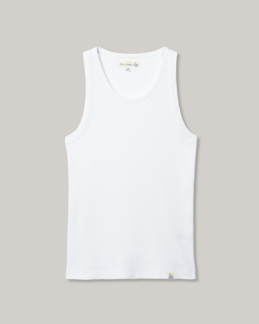 MERZ B. SCHWANEN ICONIC RIBBED TANK TOP - WHITE