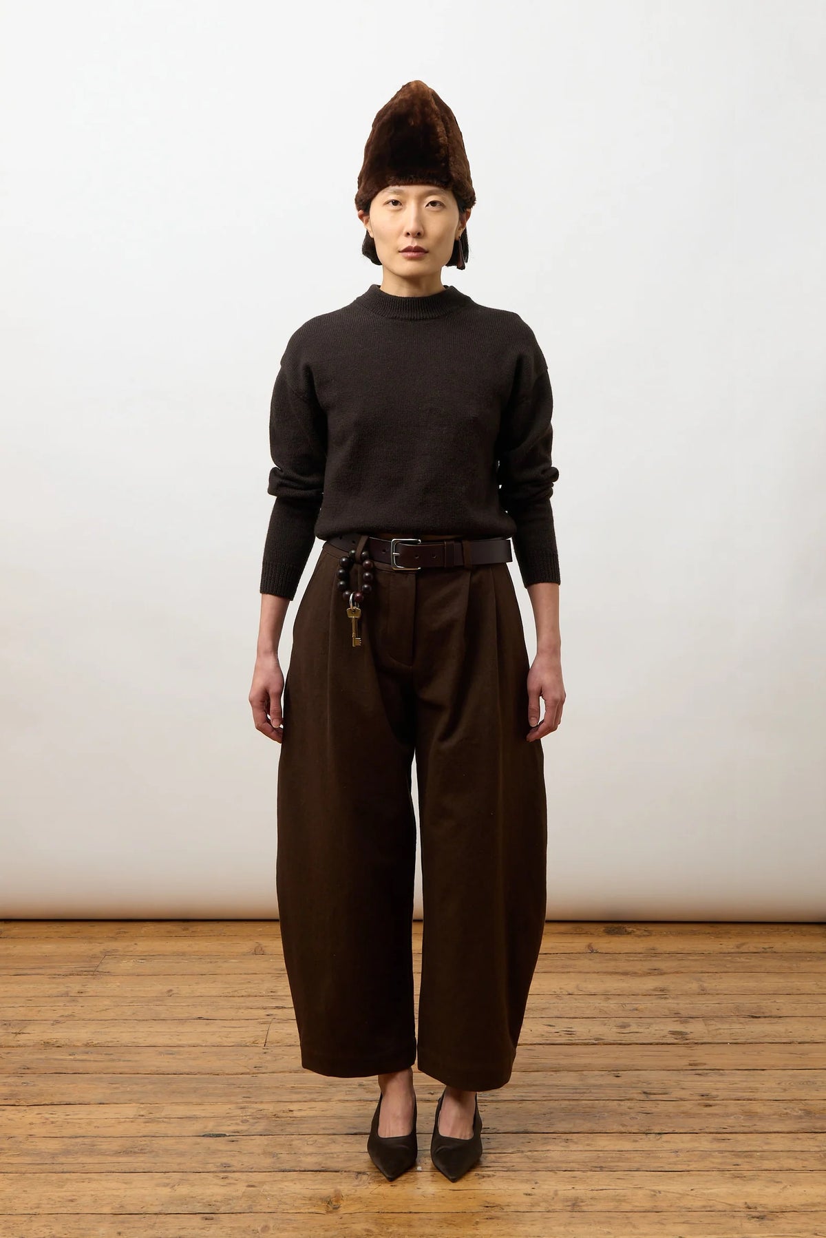 CAWLEY JAPANESE COTTON/ LINEN ROBYN TROUSER - ESPRESSO