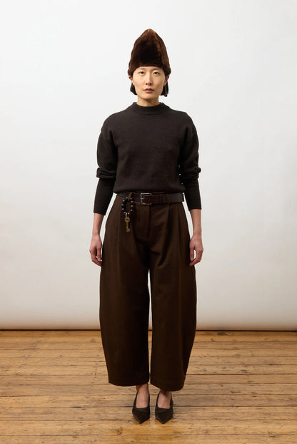 CAWLEY JAPANESE COTTON/ LINEN ROBYN TROUSER - ESPRESSO
