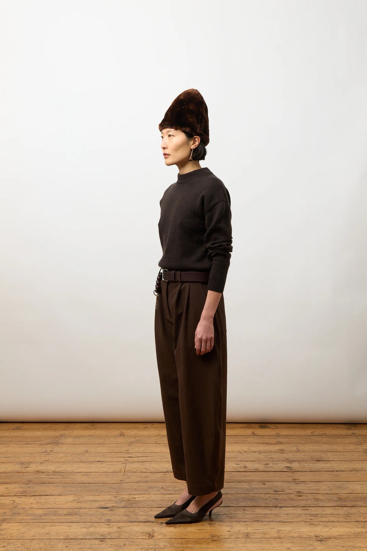 CAWLEY JAPANESE COTTON/ LINEN ROBYN TROUSER - ESPRESSO