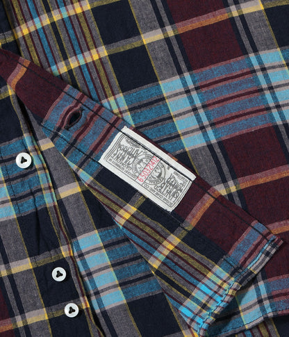 SUGAR CANE INDIA MADRAS CHECK BUTTON DOWN SHIRT - BLACK