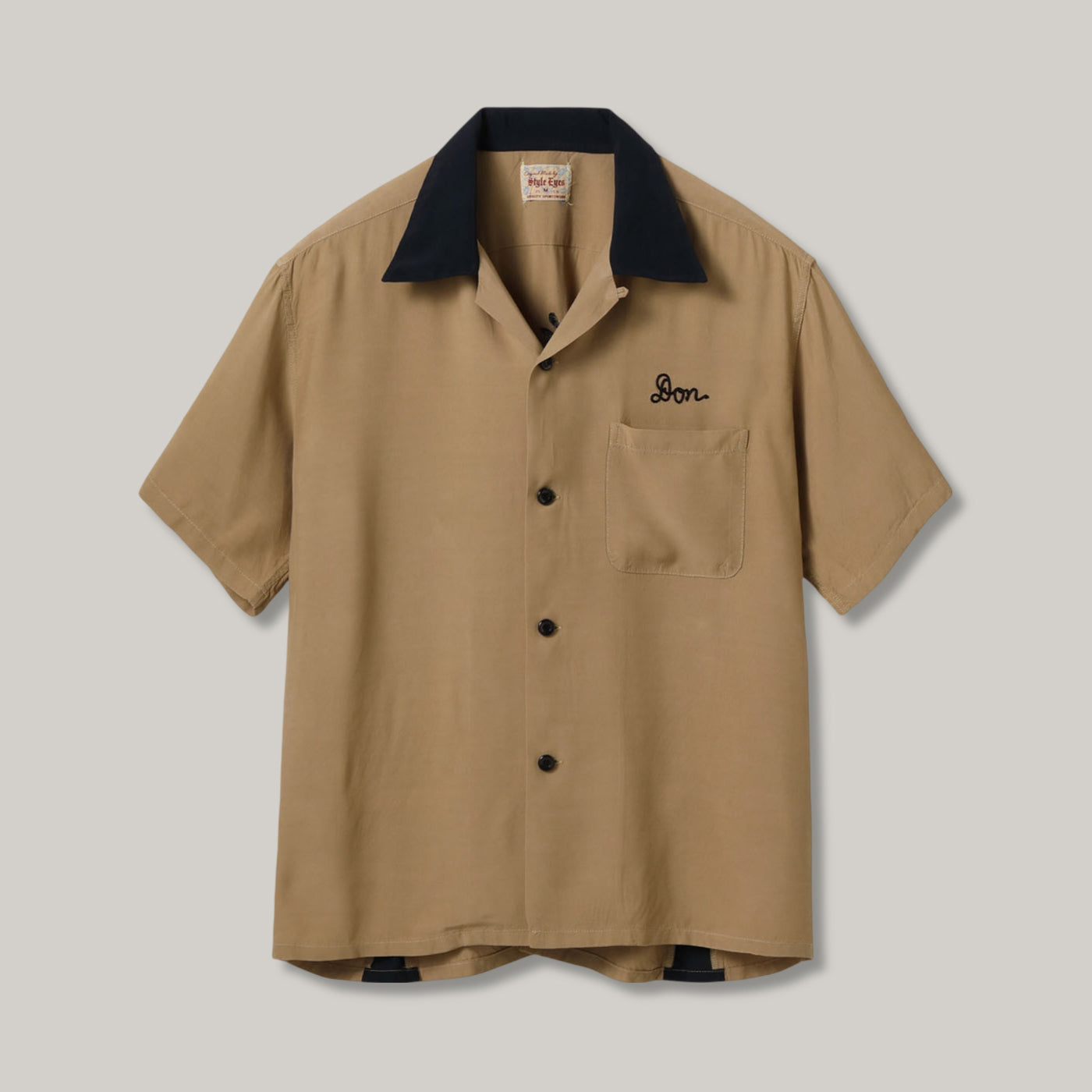 STYLE EYES RAYON BOWLING SHIRT “ANN'S CORDIAL INN” - LIGHT BROWN