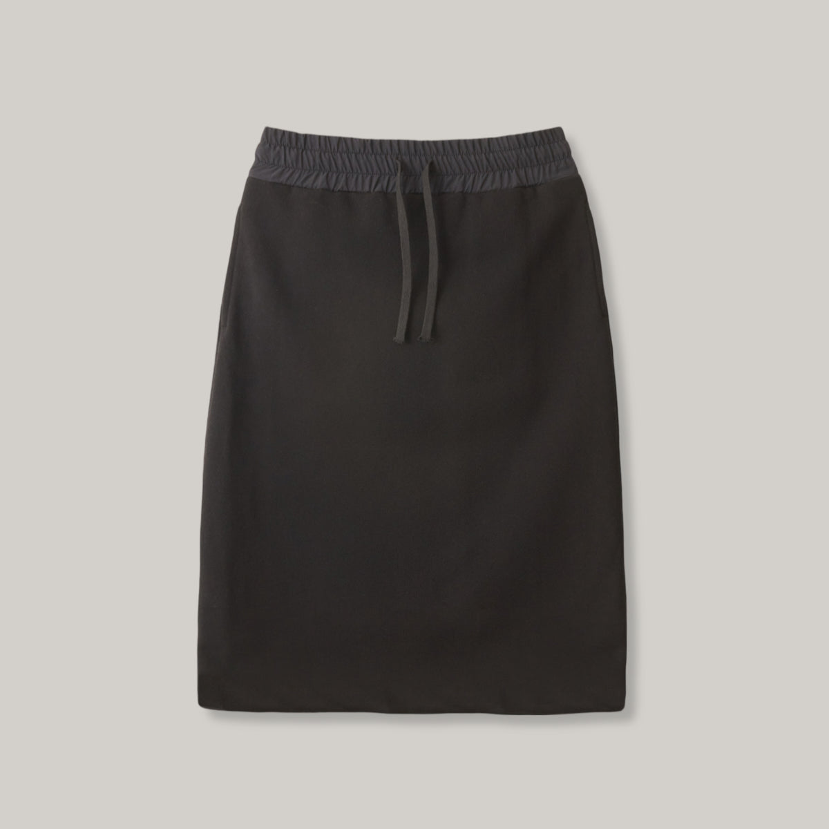 NOTHING WRITTEN DRAWSTRING COTTON MIDI SKIRT - BLACK