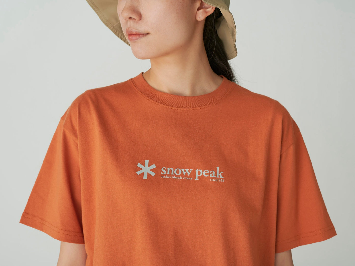 SNOW PEAK SOFT COTTON LOGO T-SHIRT - ORANGE