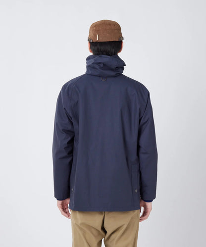 SNOW PEAK TRAD LABEL WAXED COTTON HOODIE - NAVY
