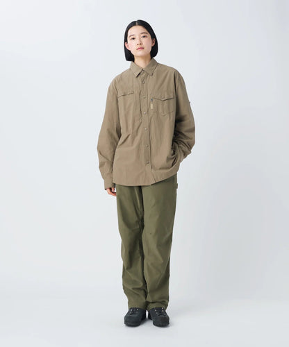 SNOW PEAK TRAD LABEL ANTIQUE DYED FISHING SHIRT -  DARK BEIGE