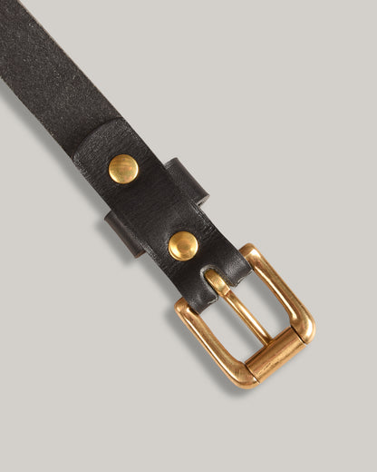 STEVE MONO BRASS BUCKLE BELT 005 - BLACK