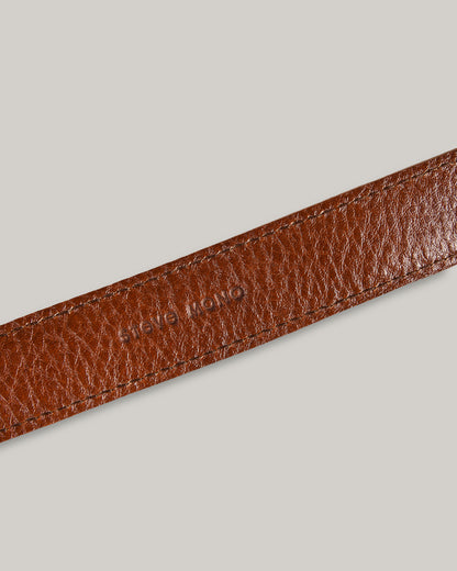 STEVE MONO BRASS BUCKLE DAX BELT 006 - COGNAC