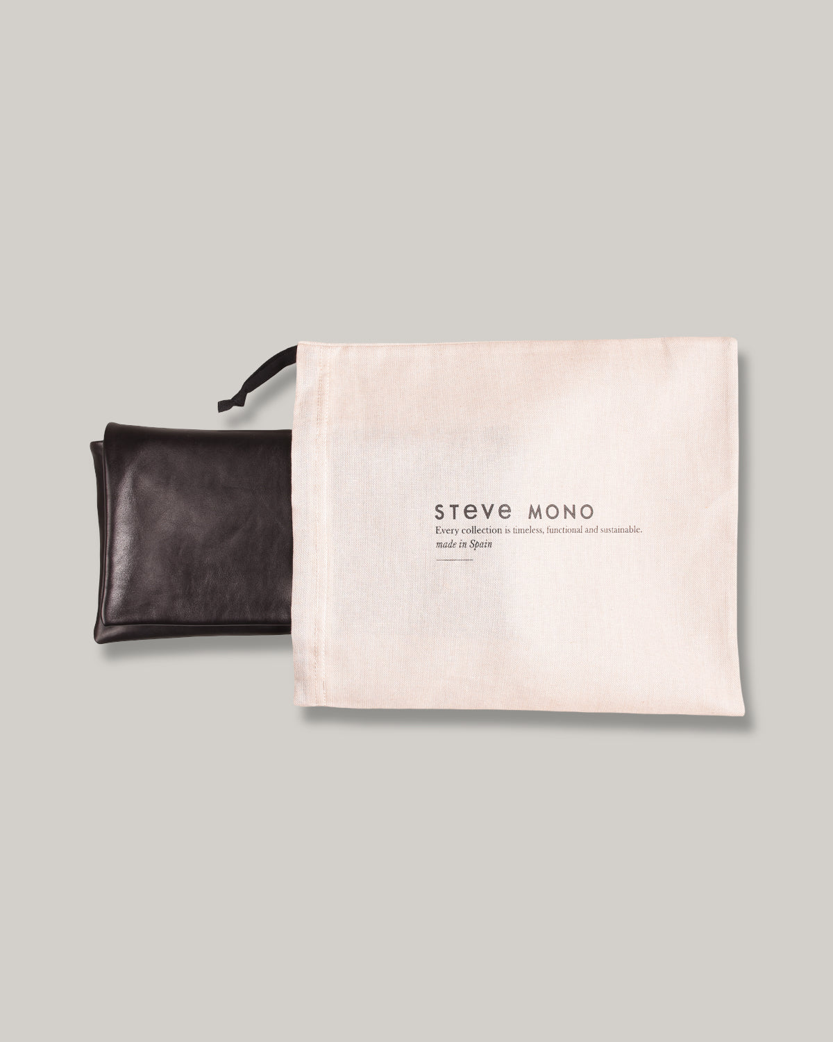STEVE MONO SOFT LEATHER BAG - LARGE - BLACK