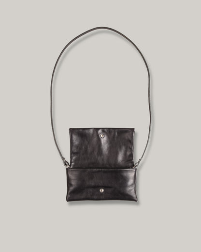 STEVE MONO SOFT LEATHER BAG - SMALL - BLACK