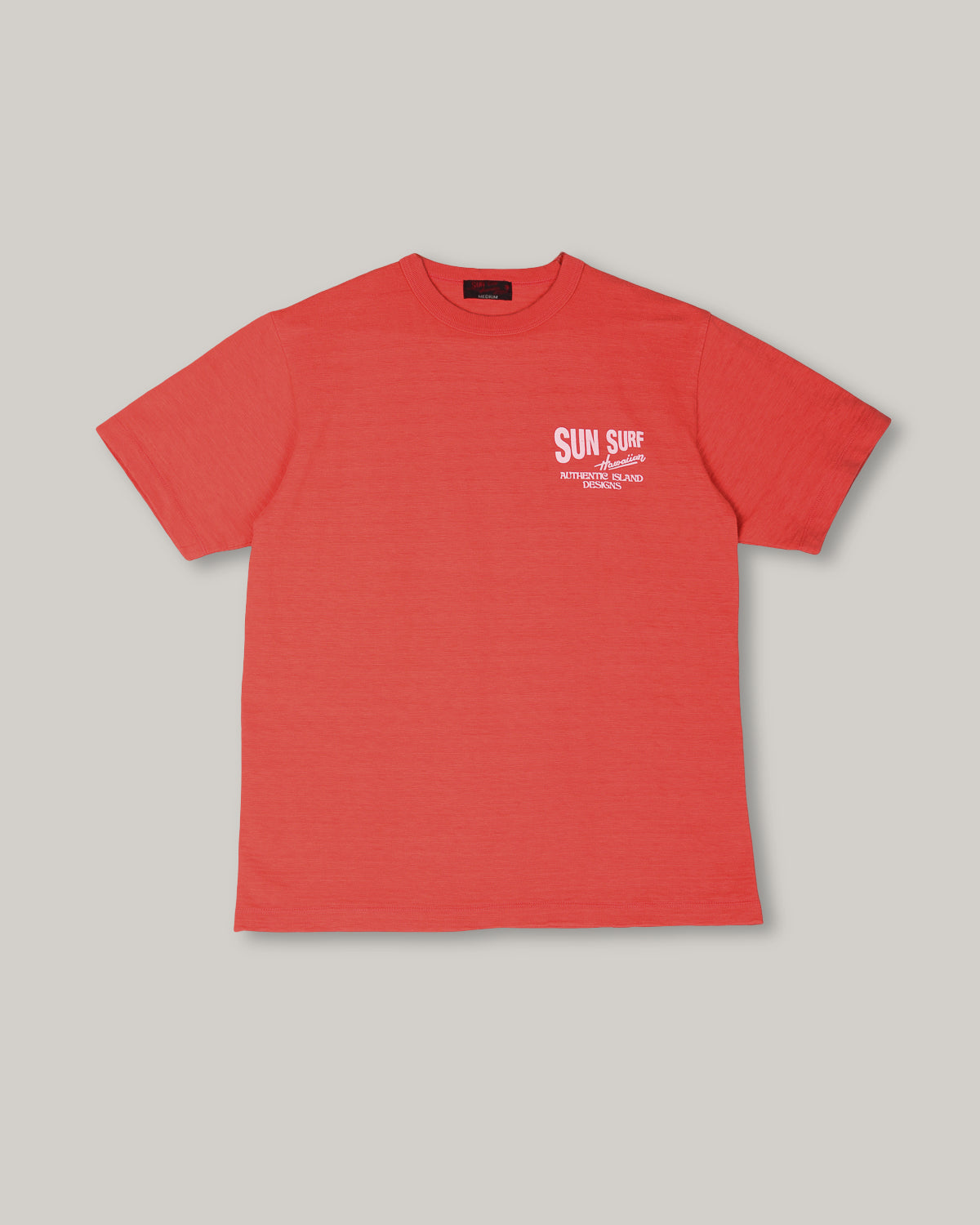SUN SURF SLUB YARN TEE 'HATA SHOTEN LOGO' - RED