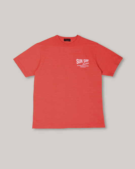 SUN SURF SLUB YARN TEE 'HATA SHOTEN LOGO' - RED