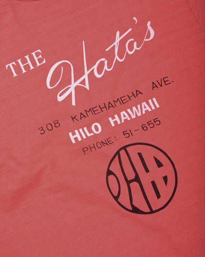 SUN SURF SLUB YARN TEE 'HATA SHOTEN LOGO' - RED