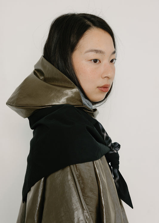 A BRONZE AGE - SCOUT SHAWL - BLACK NYLON/ CHELSEA PLAID