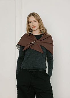 A BRONZE AGE - SCOUT SHAWL - CHOCOLATE NYLON/ SANDY PLAID