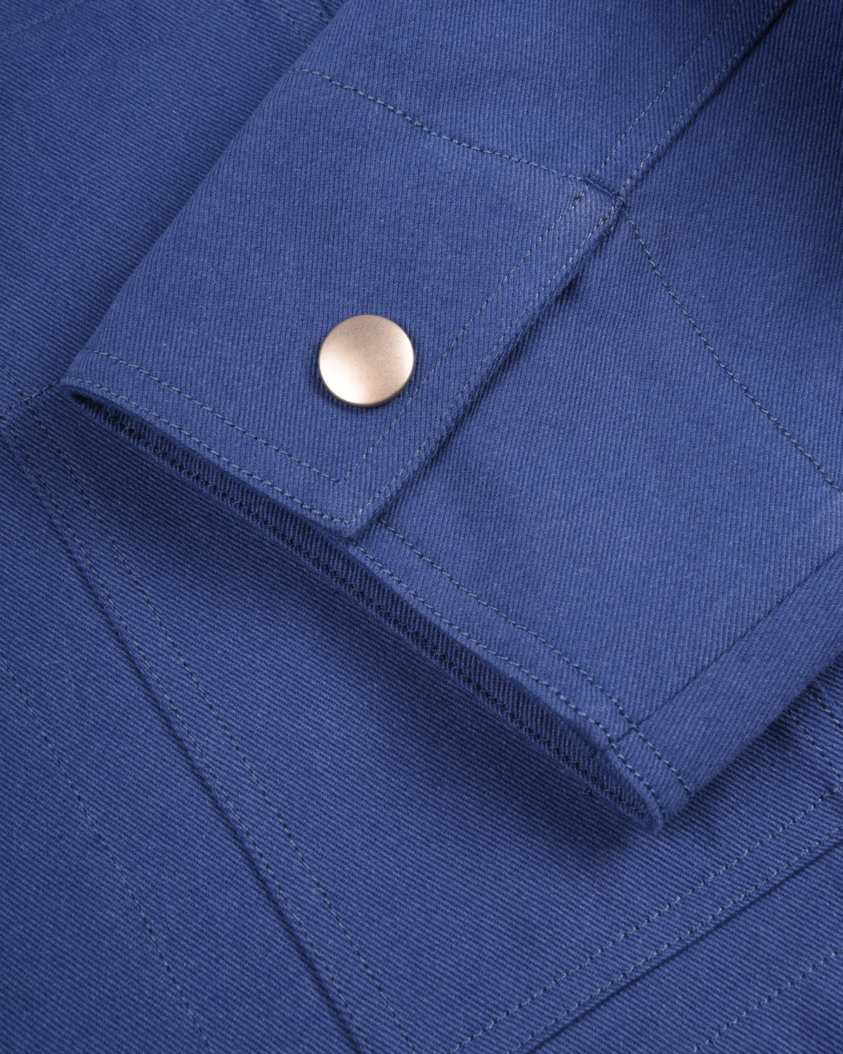 WORK WORKS WOMEN'S ZIP UP CROPPED JACKET - BLUE TWILL