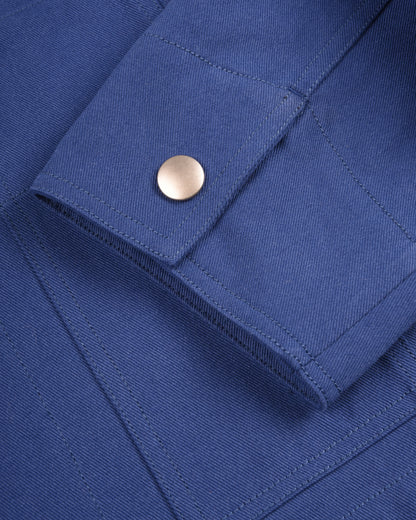 WORK WORKS WOMEN'S ZIP UP CROPPED JACKET - BLUE TWILL