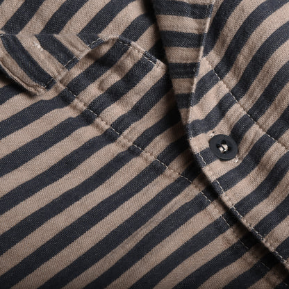 TENDER ARGYLE CHEST POCKET SHIRT - COTTON TABLECLOTH STRIPE - COFFEE DYED