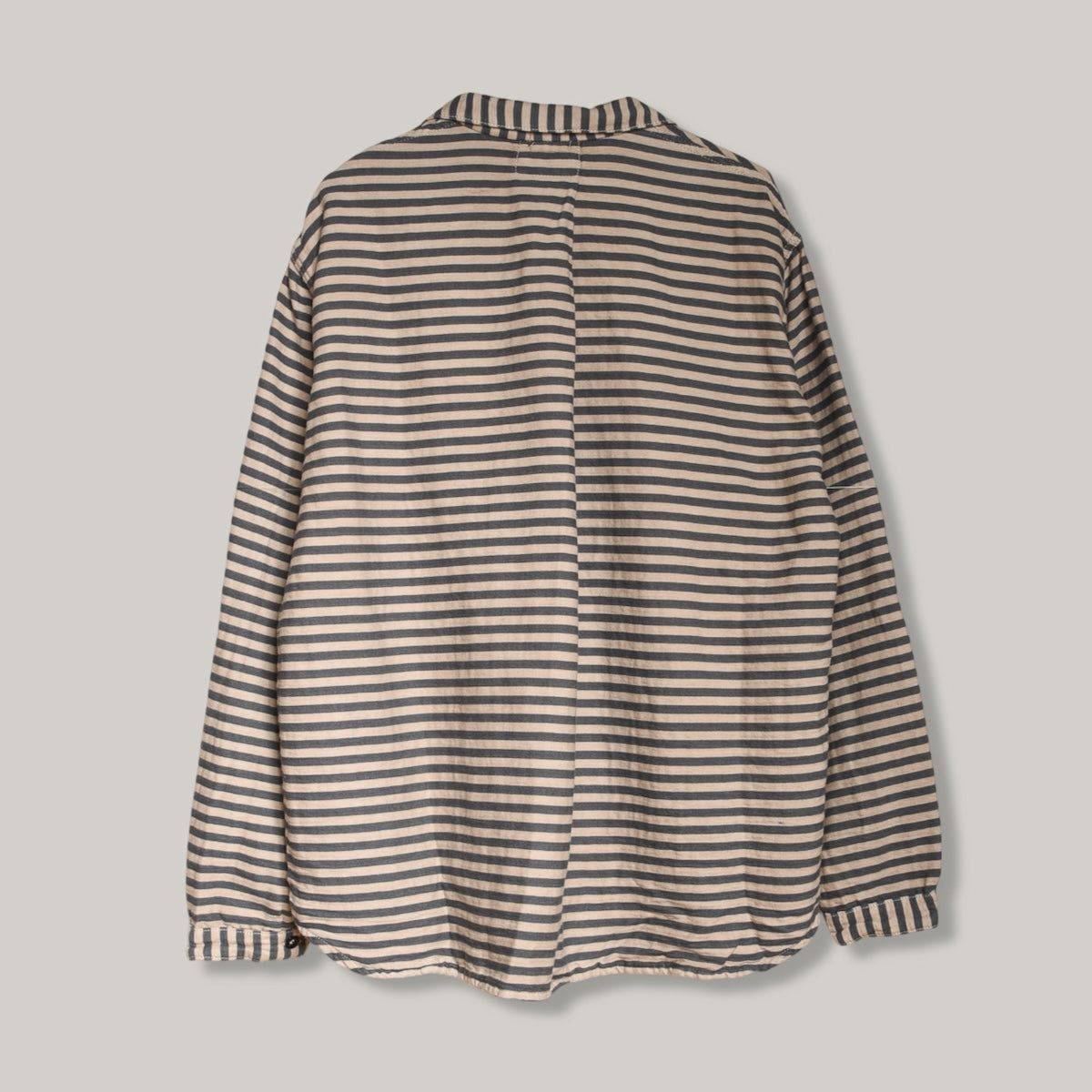 TENDER ARGYLE CHEST POCKET SHIRT - COTTON TABLECLOTH STRIPE - COFFEE DYED