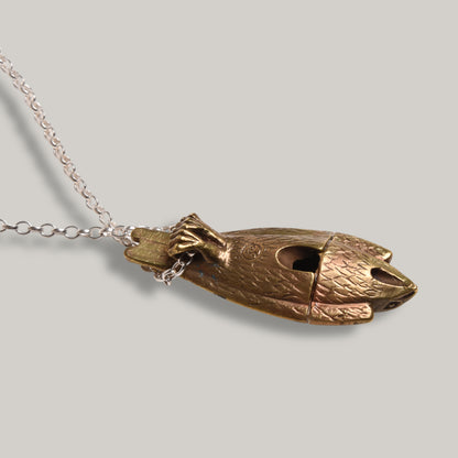 TENDER PEREGRINE FALCON WHISTLE NECKLACE - BRASS AND .925 SILVER