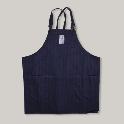 TENDER CROSSOVER STUDIO APRON - HADAL BLUE COTTON TICKING STRIPE