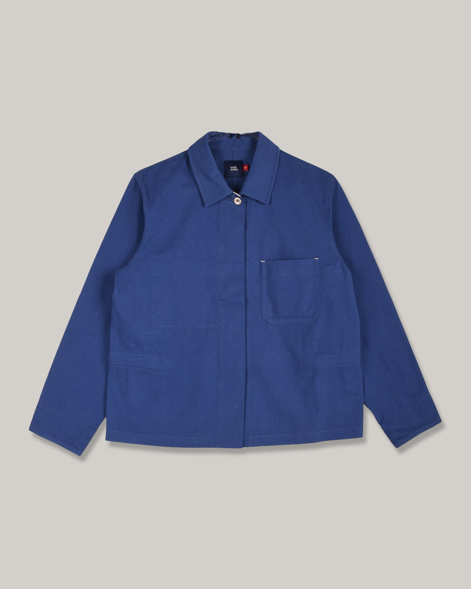 WORK WORKS WOMENS CROPPED JACKET - BLUE TWILL
