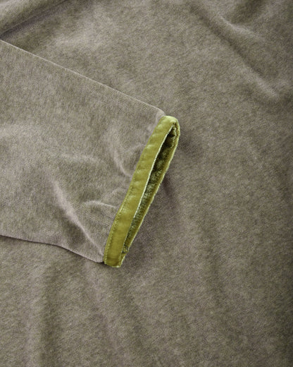 TS(S) VELOUR JERSEY/ VELVET TRIMMED CREW NECK SHIRT - OLIVE