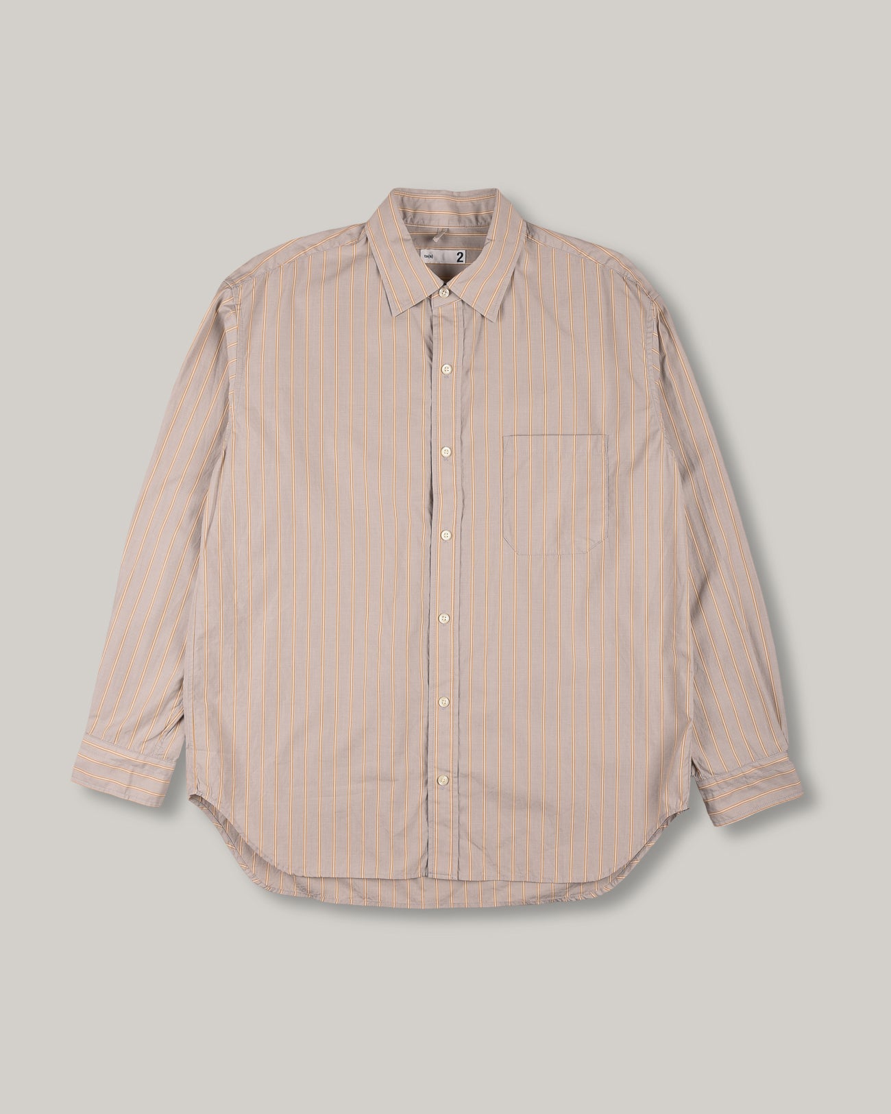 TS(S) STRIPE COTTON POPLIN CLOTH BAGGY FIT SHIRT - GREY