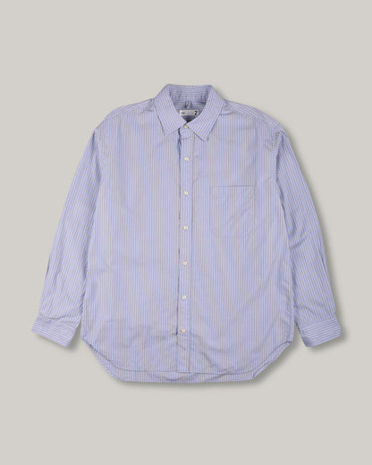 TS(S) STRIPE COTTON POPLIN CLOTH BAGGY FIT SHIRT - BLUE