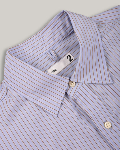 TS(S) STRIPE COTTON POPLIN CLOTH BAGGY FIT SHIRT - BLUE