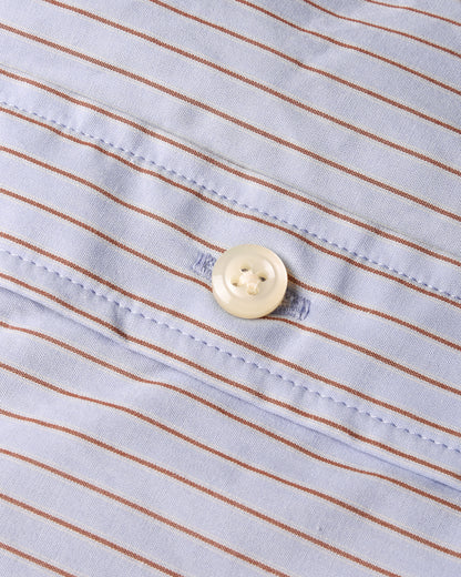 TS(S) STRIPE COTTON POPLIN CLOTH BAGGY FIT SHIRT - BLUE