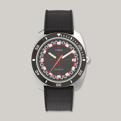 Q TIMEX 1971 VELOCITY -  BLACK RUBBER STRAP