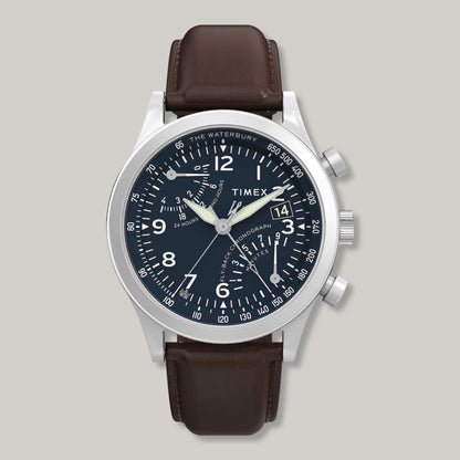 TIMEX WATERBURY CHRONO WATCH - BROWN LEATHER