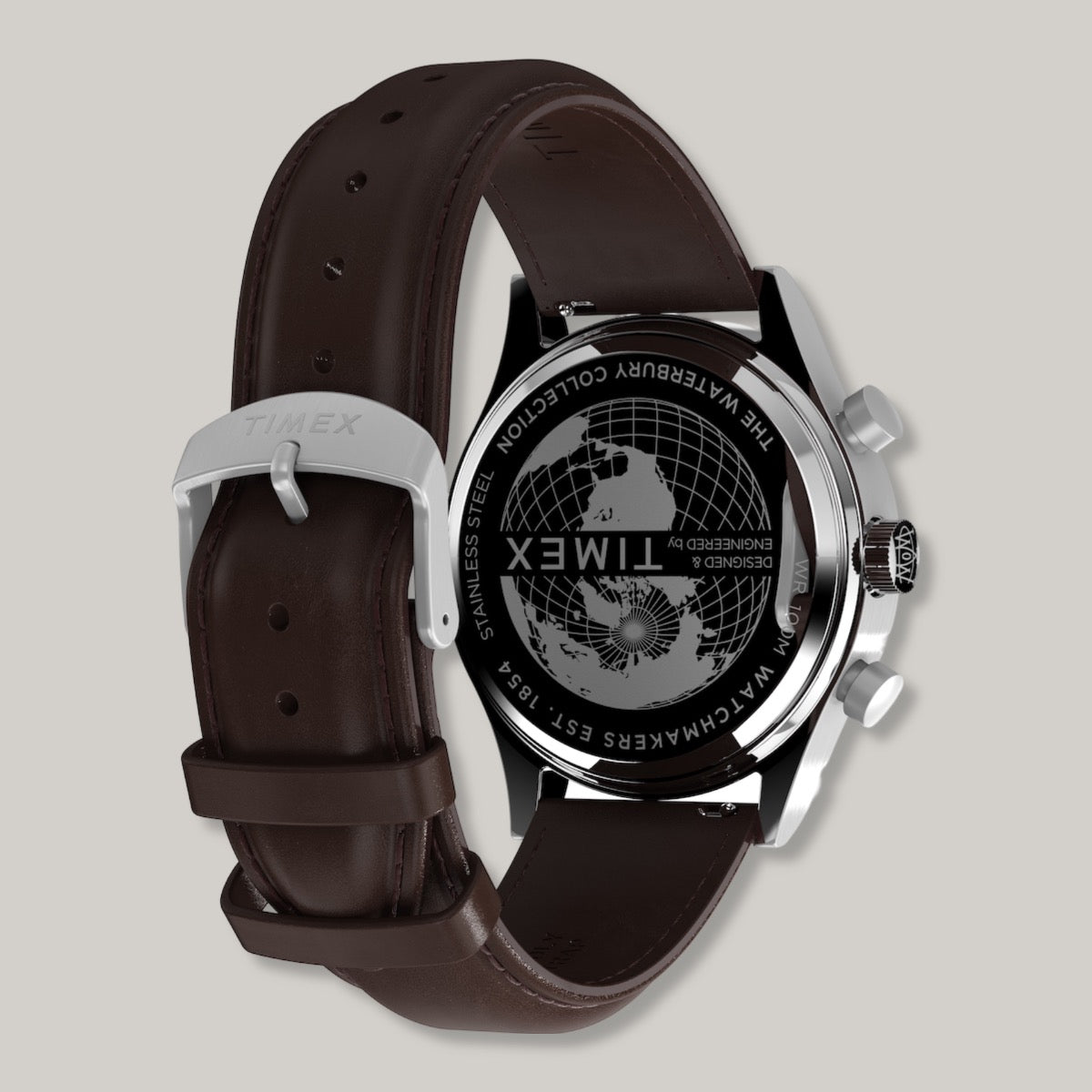 TIMEX WATERBURY CHRONO WATCH - BROWN LEATHER