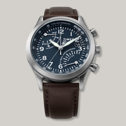 TIMEX WATERBURY CHRONO WATCH - BROWN LEATHER