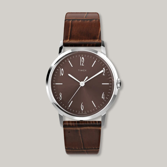 TIMEX MARLIN ® HAND-WOUND 34MM LEATHER STRAP WATCH  - BROWN