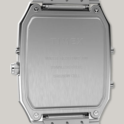 Q TIMEX® 1982  ANA-DIGI REISSUE 33MM STAINLESS STEEL BRACELET WATCH
