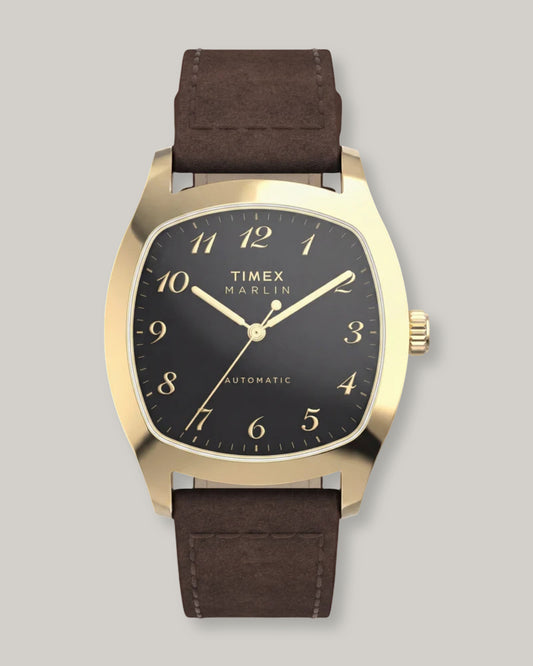 TIMEX MARLIN CHATHAM AUTOMATIC 36MM - GOLD - BROWN LEATHER STRAP