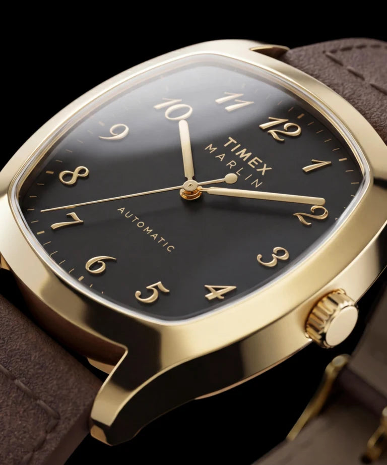 TIMEX MARLIN CHATHAM AUTOMATIC 36MM - GOLD - BROWN LEATHER STRAP