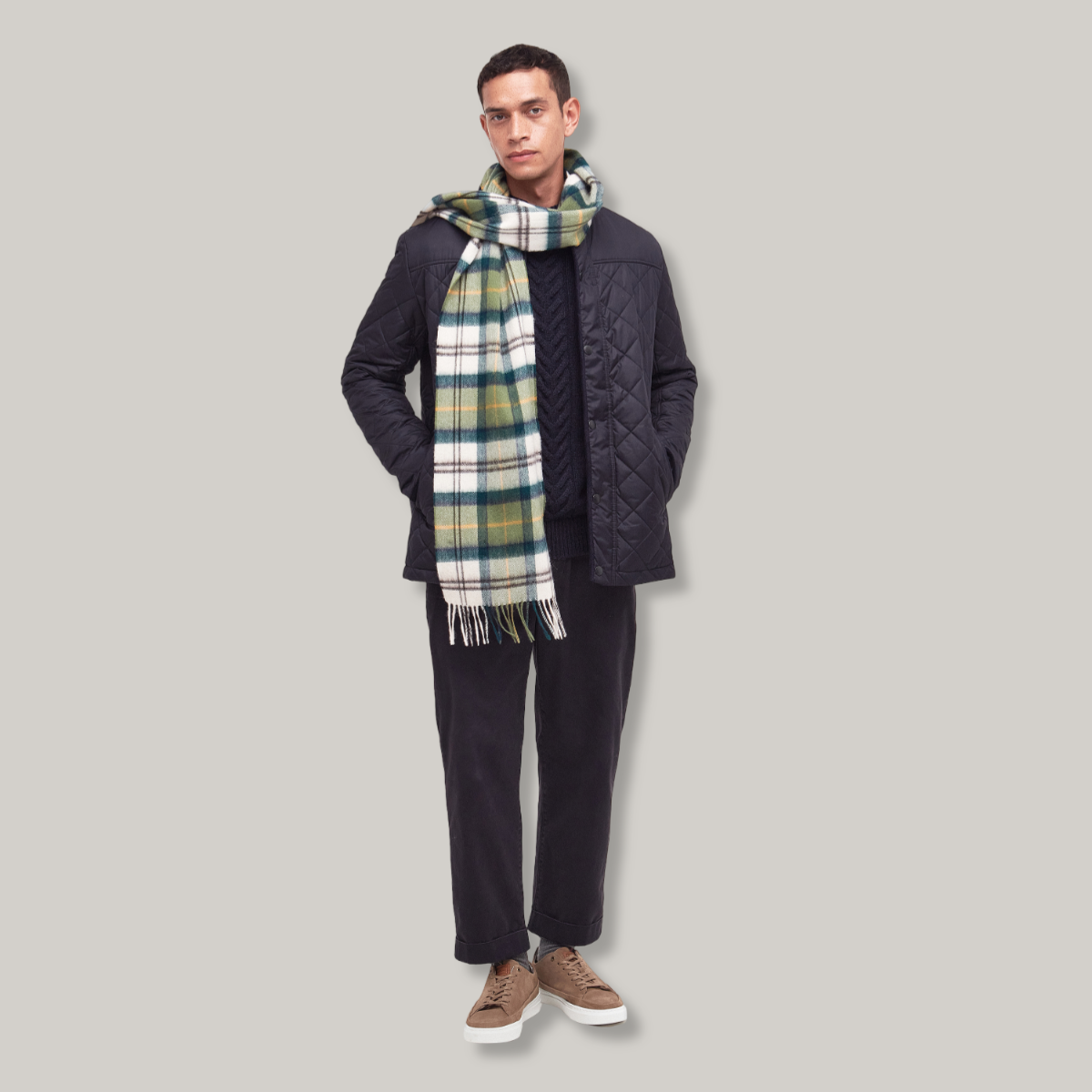 BARBOUR WOOL/ CASHMERE SCARF - ANCIENT