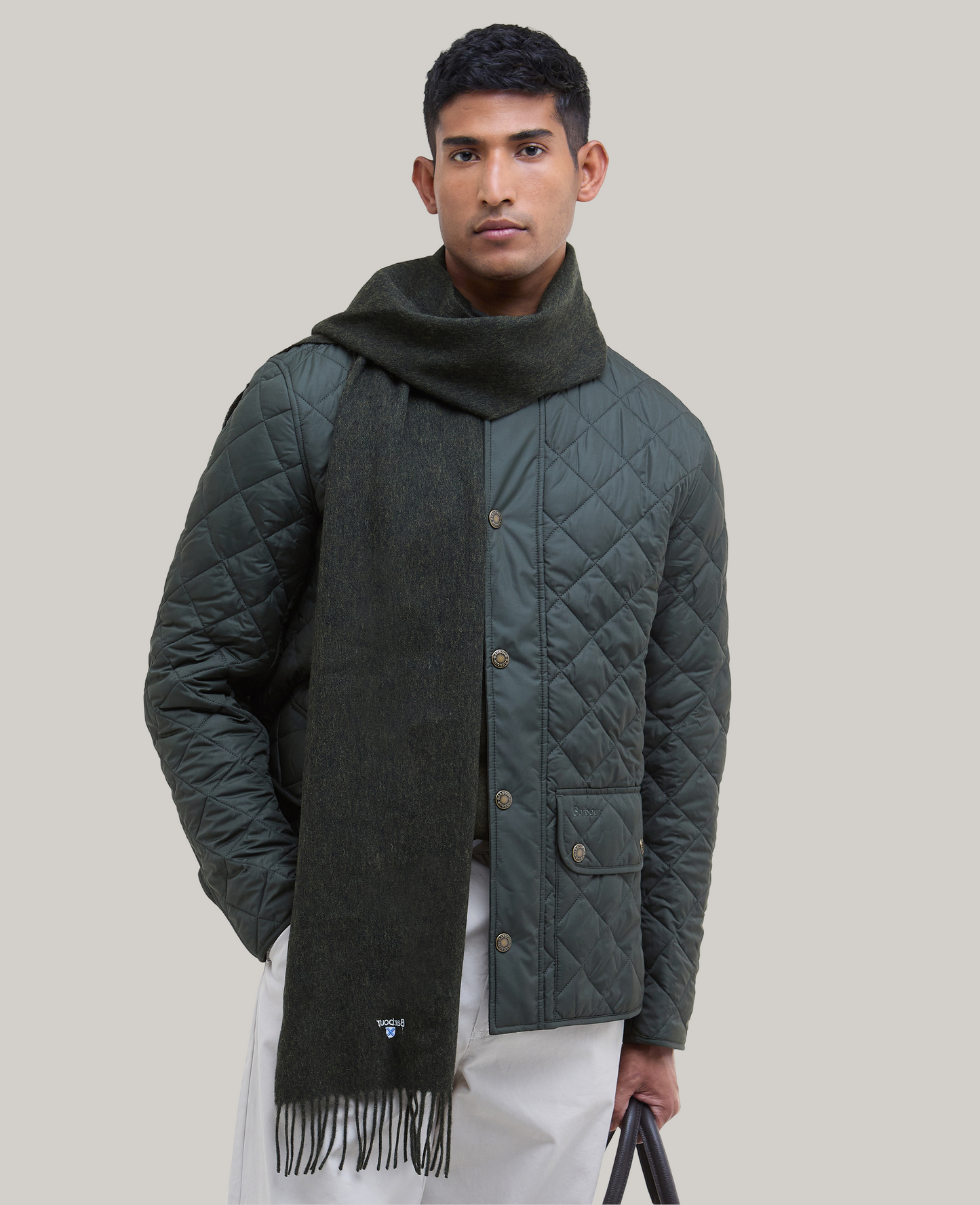 BARBOUR PLAIN LAMBSWOOL SCARF - SEAWEED