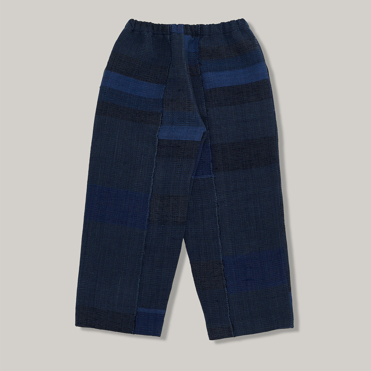 11.11 DRAW STRING HAND WOVEN PATCHWORK PANT - INDIGO